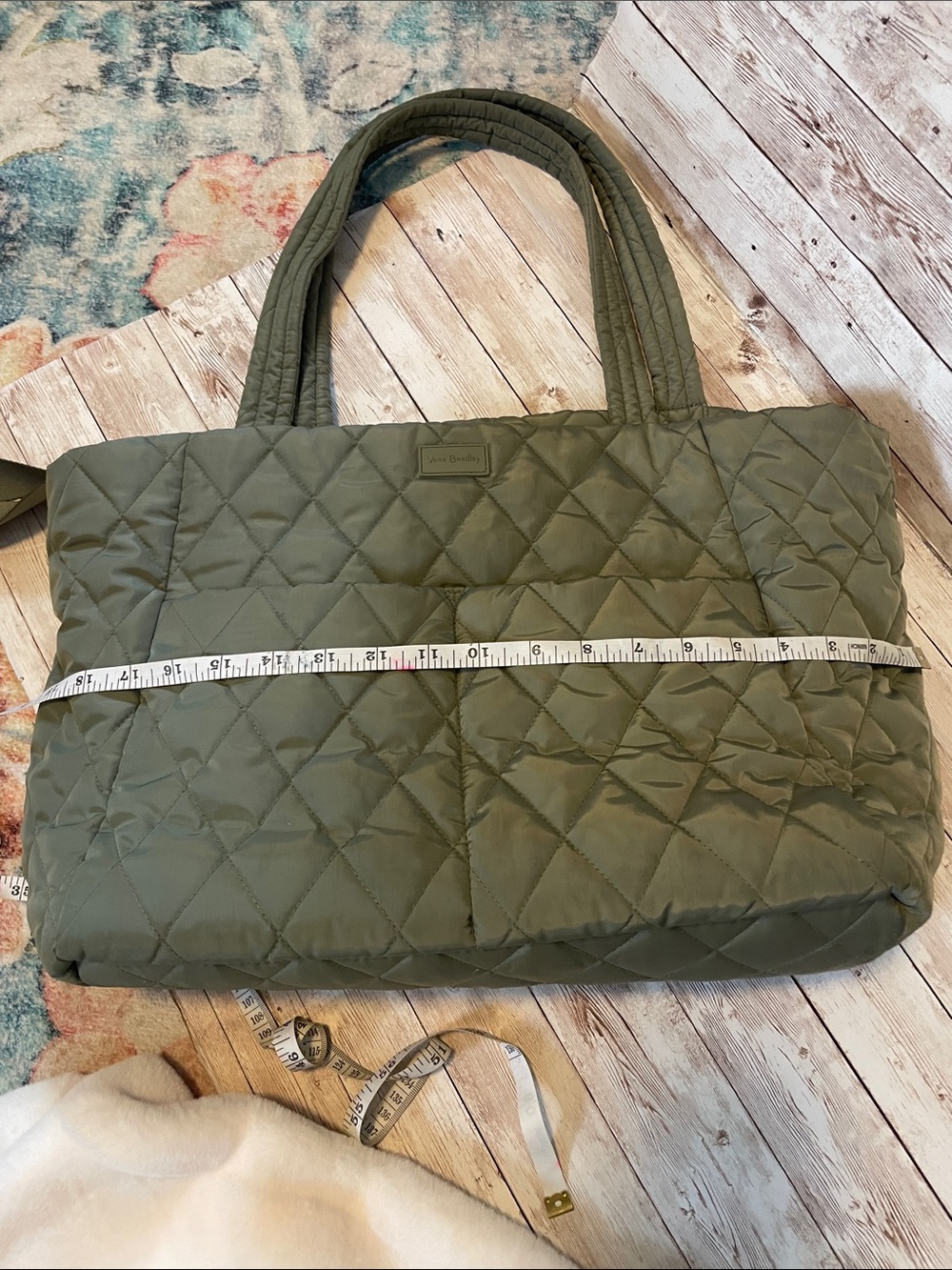 Vera Bradley Olive Green Women's Travel Tote with Detachable Shoulder Strap - Picture 7 of 9